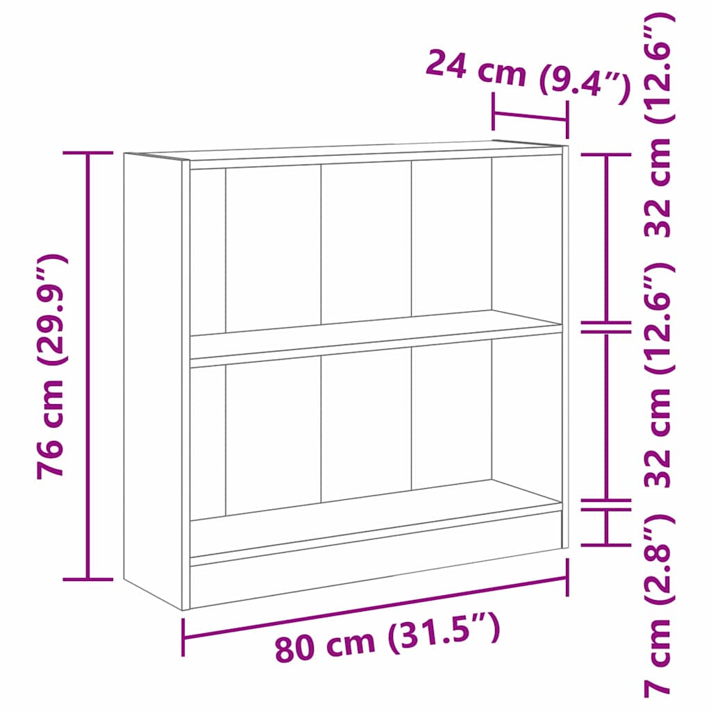vidaXL Półka na książki Czarny Dąb 80 x 24 x 76 cm