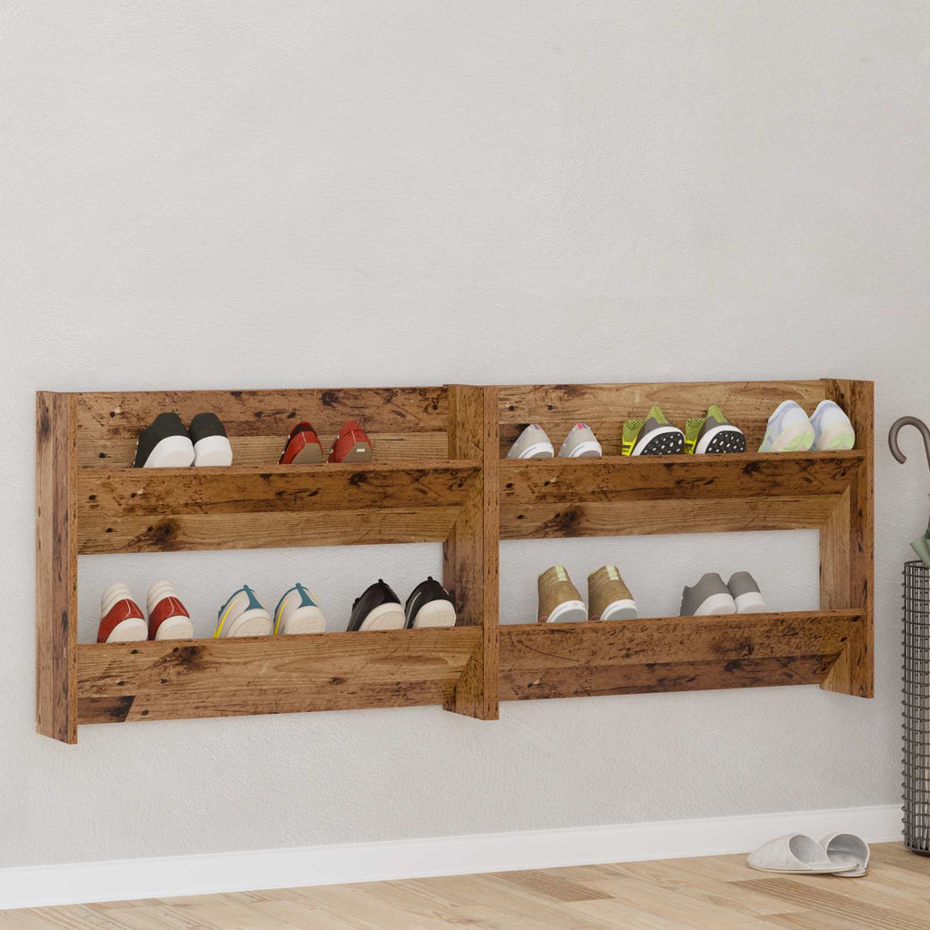 vidaXL Szafka na buty z półką 2 pcs Stare drewno 80 x 18 x 60 cm