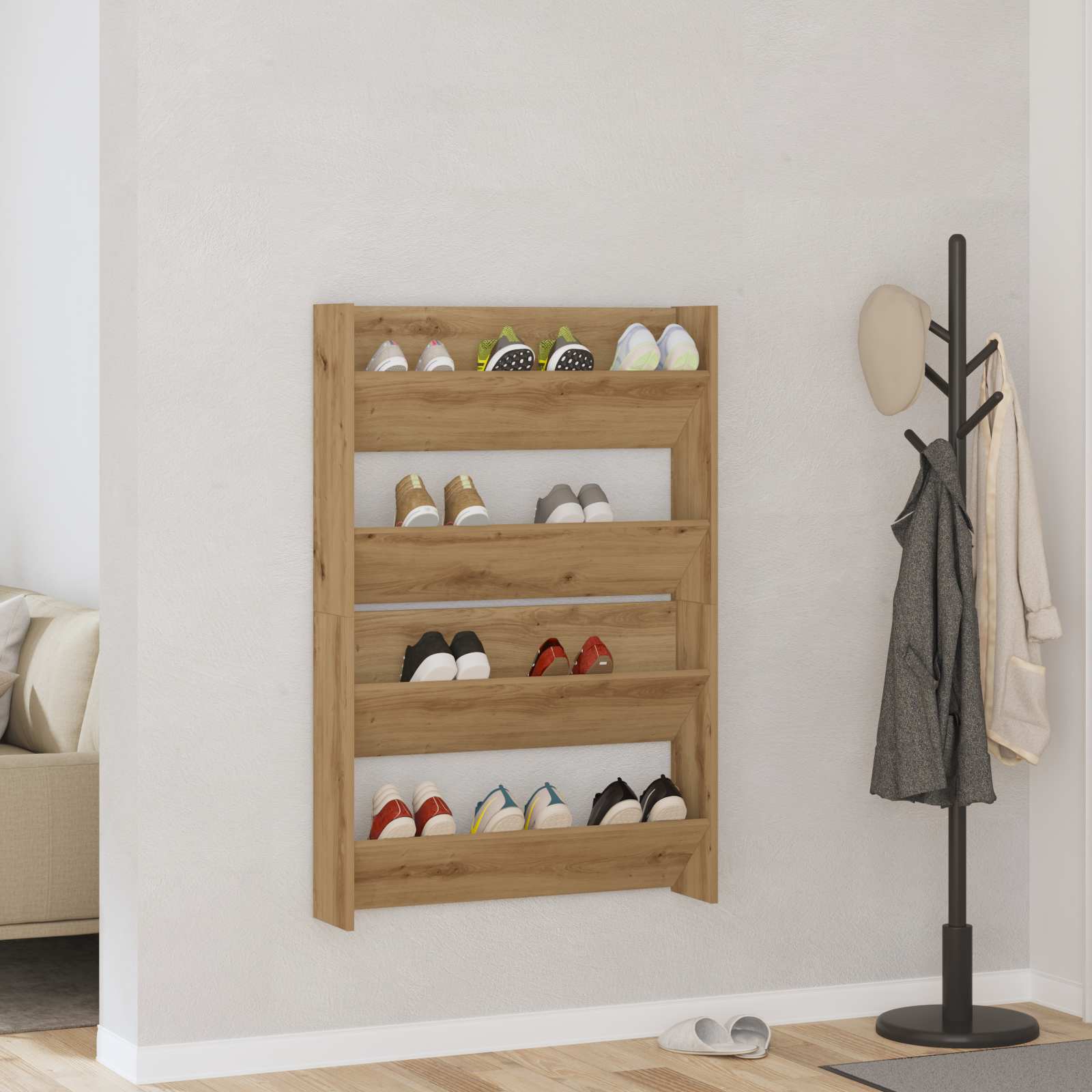 vidaXL Szafka na buty z półką 2 pcs Dąb rzemieślniczy 81 x 18 x 60 cm