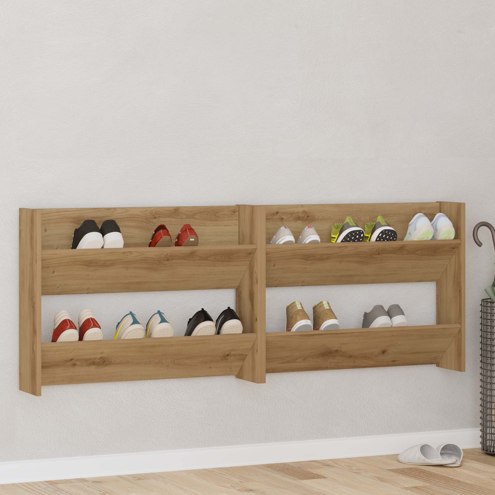 vidaXL Szafka na buty z półką 2 pcs Dąb rzemieślniczy 81 x 18 x 60 cm