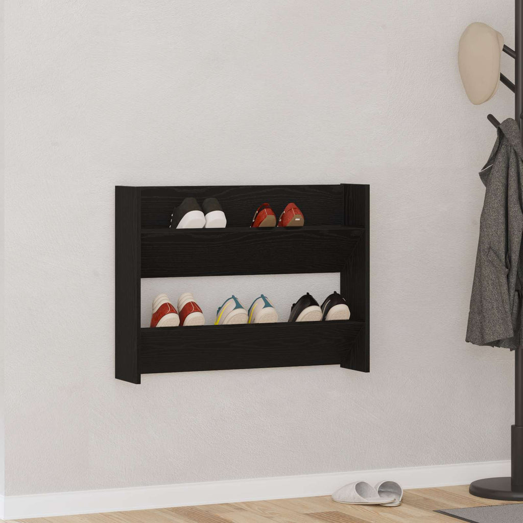 vidaXL Szafka na buty z półką Czarny Dąb 82 x 18 x 60 cm