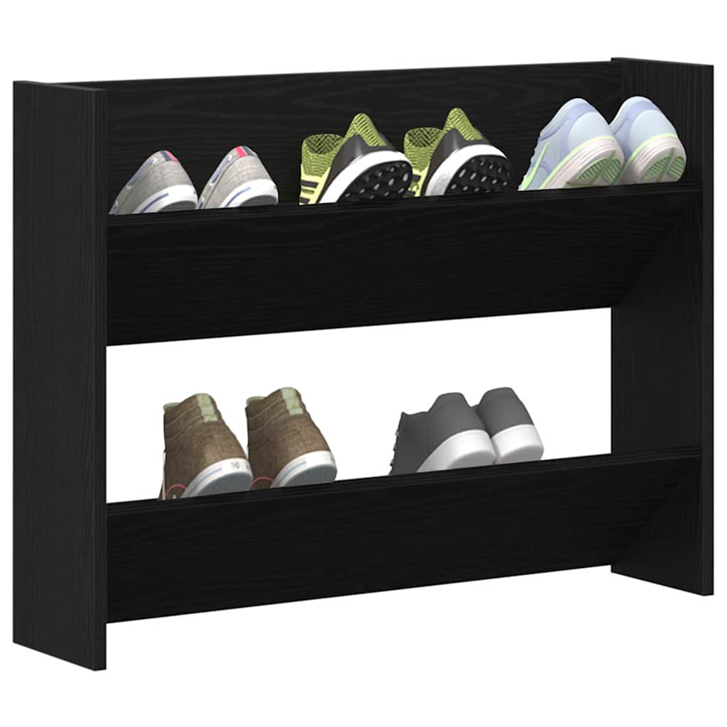 vidaXL Szafka na buty z półką Czarny Dąb 82 x 18 x 60 cm