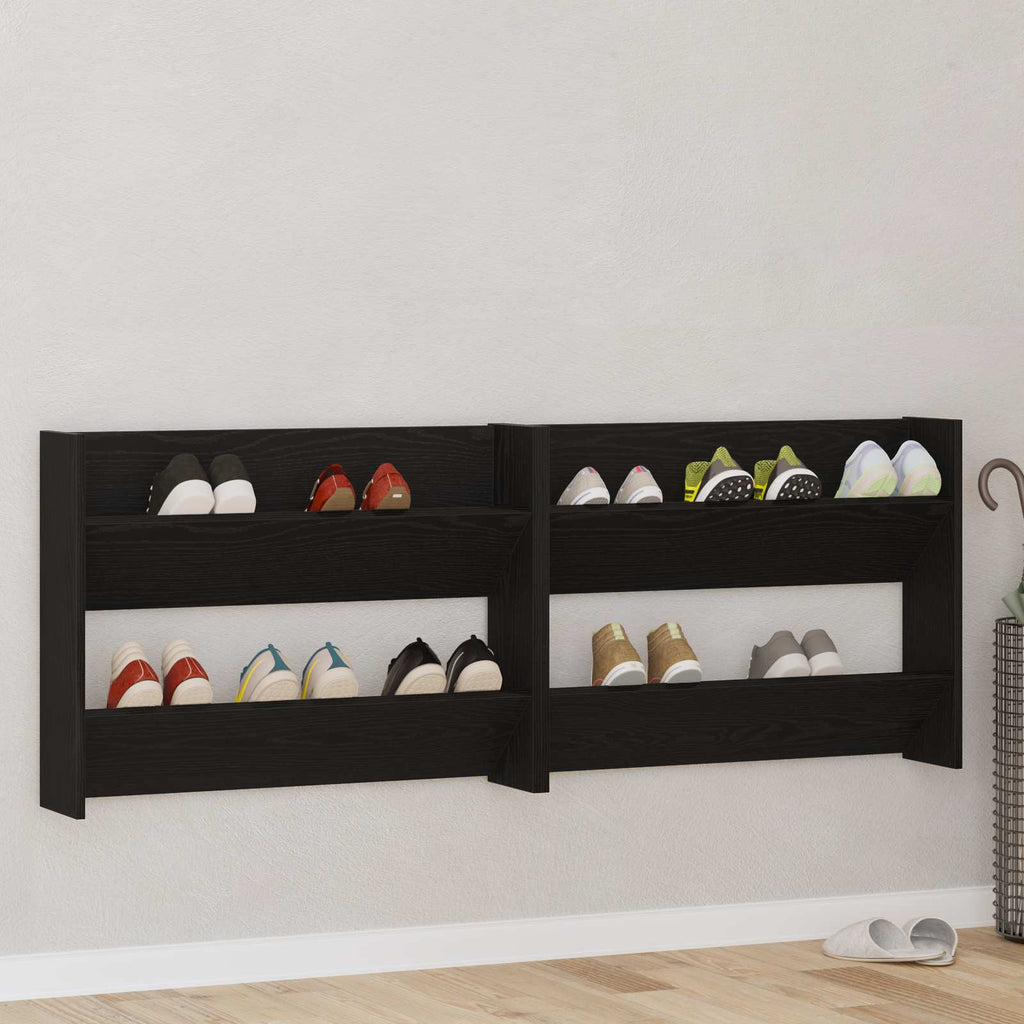 vidaXL Szafka na buty z półką 2 pcs Czarny Dąb 83 x 18 x 60 cm
