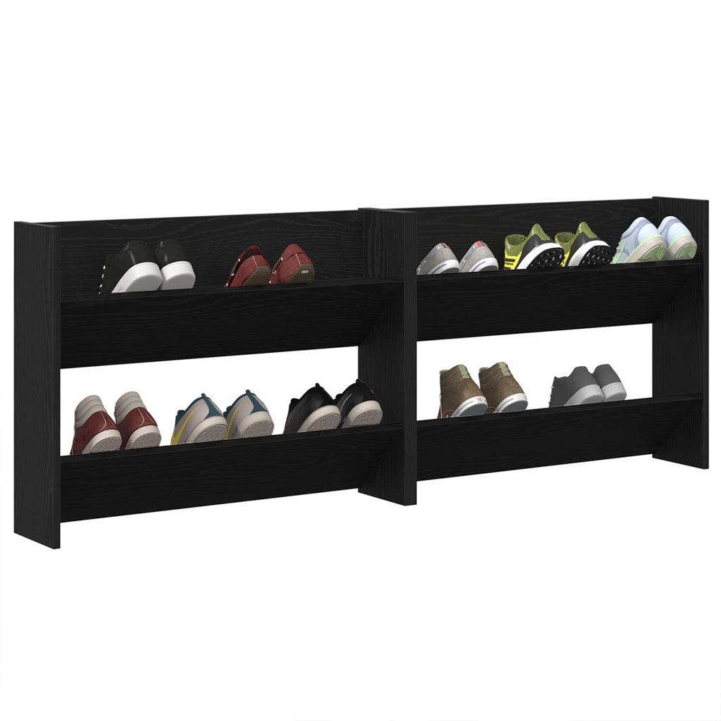 vidaXL Szafka na buty z półką 2 pcs Czarny Dąb 83 x 18 x 60 cm