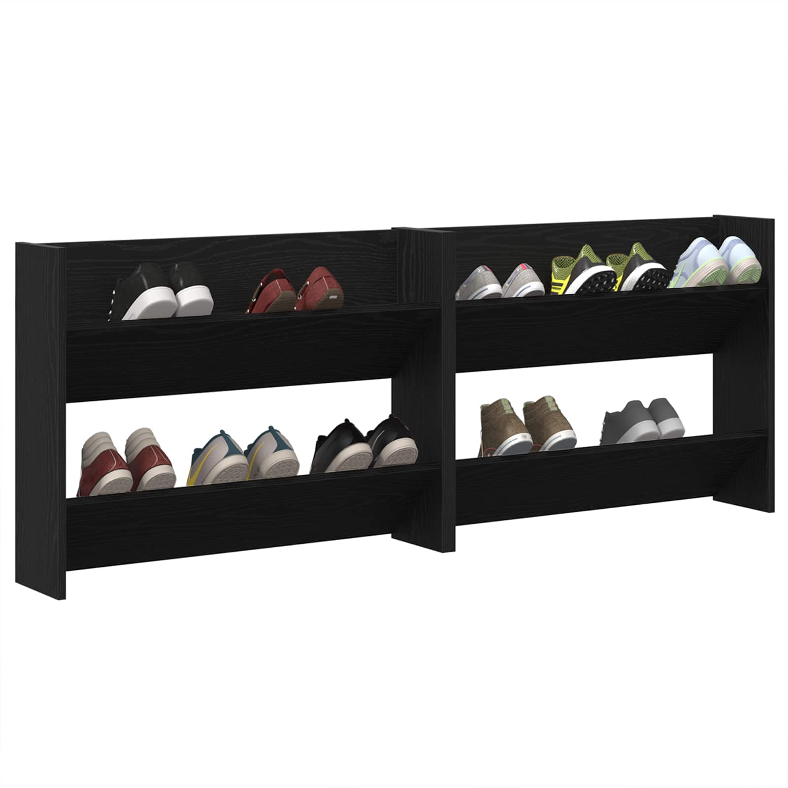 vidaXL Szafka na buty z półką 2 pcs Czarny Dąb 83 x 18 x 60 cm