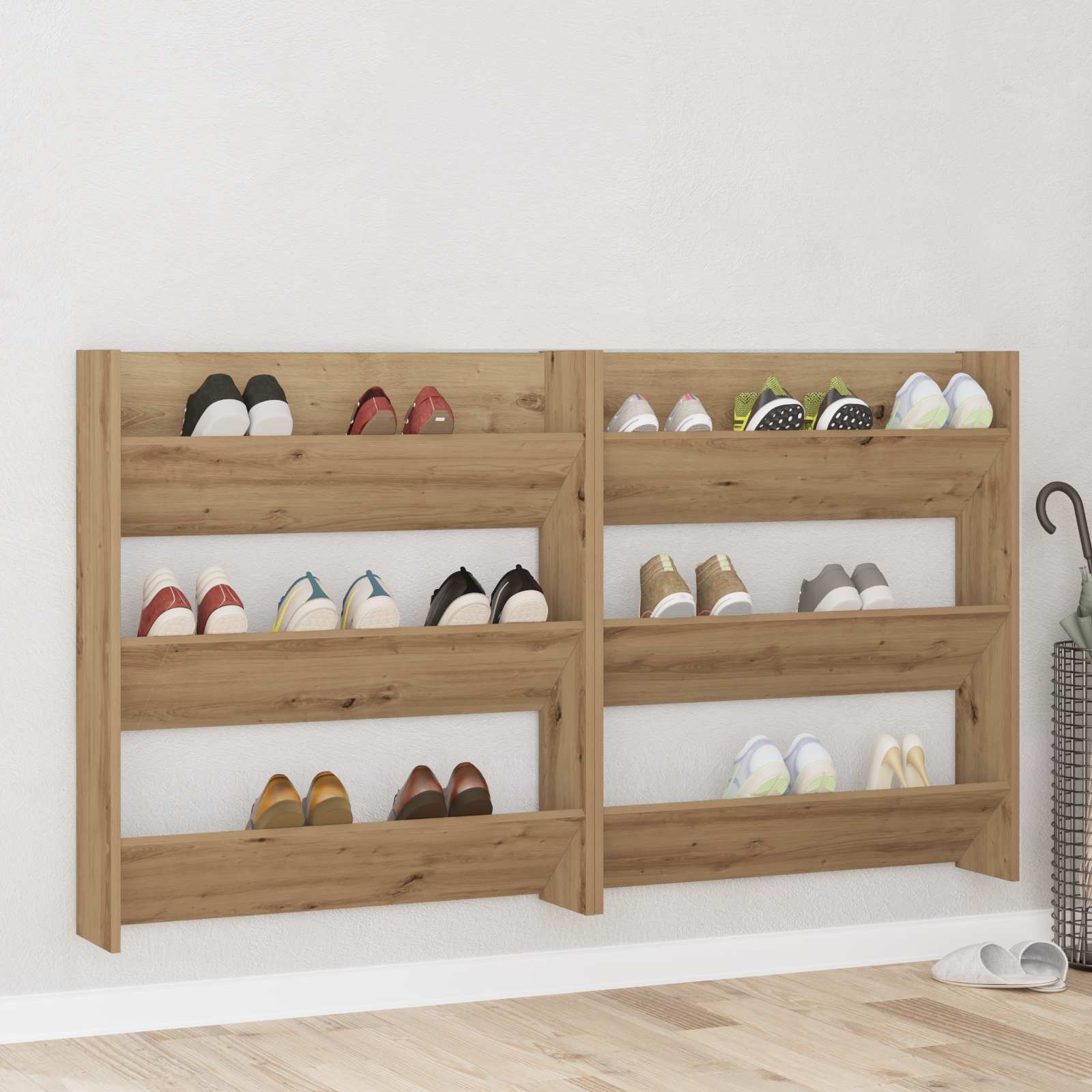 vidaXL Szafka na buty z półką 2 pcs Dąb rzemieślniczy 85 x 18 x 90 cm