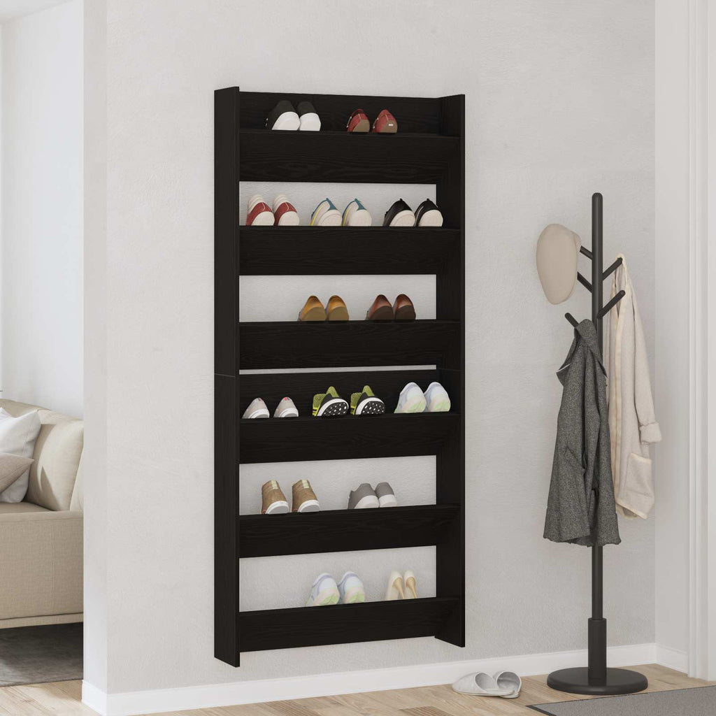 vidaXL Szafka na buty z półką 2 pcs Czarny Dąb 86 x 18 x 90 cm