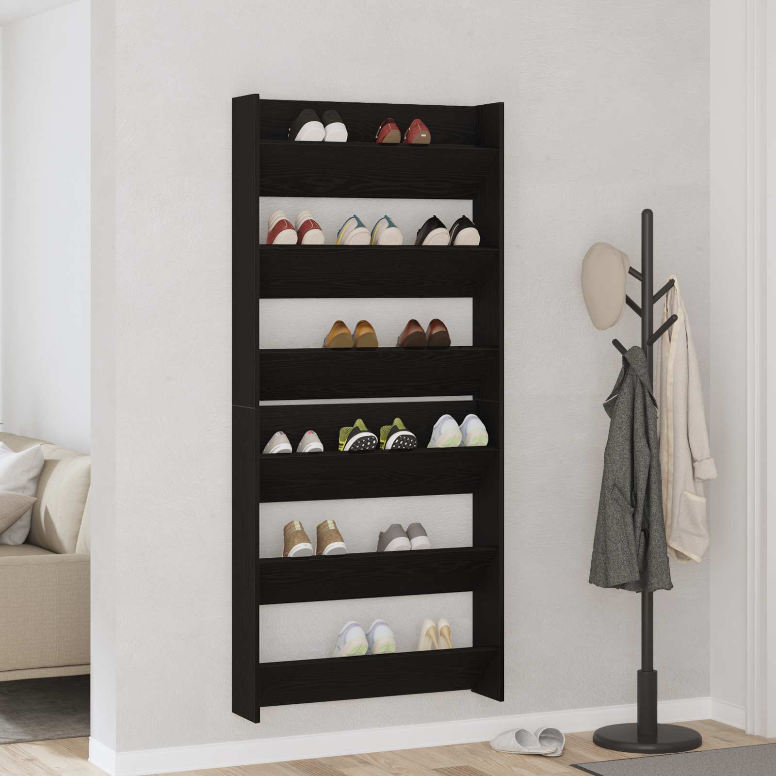 vidaXL Szafka na buty z półką 2 pcs Czarny Dąb 86 x 18 x 90 cm