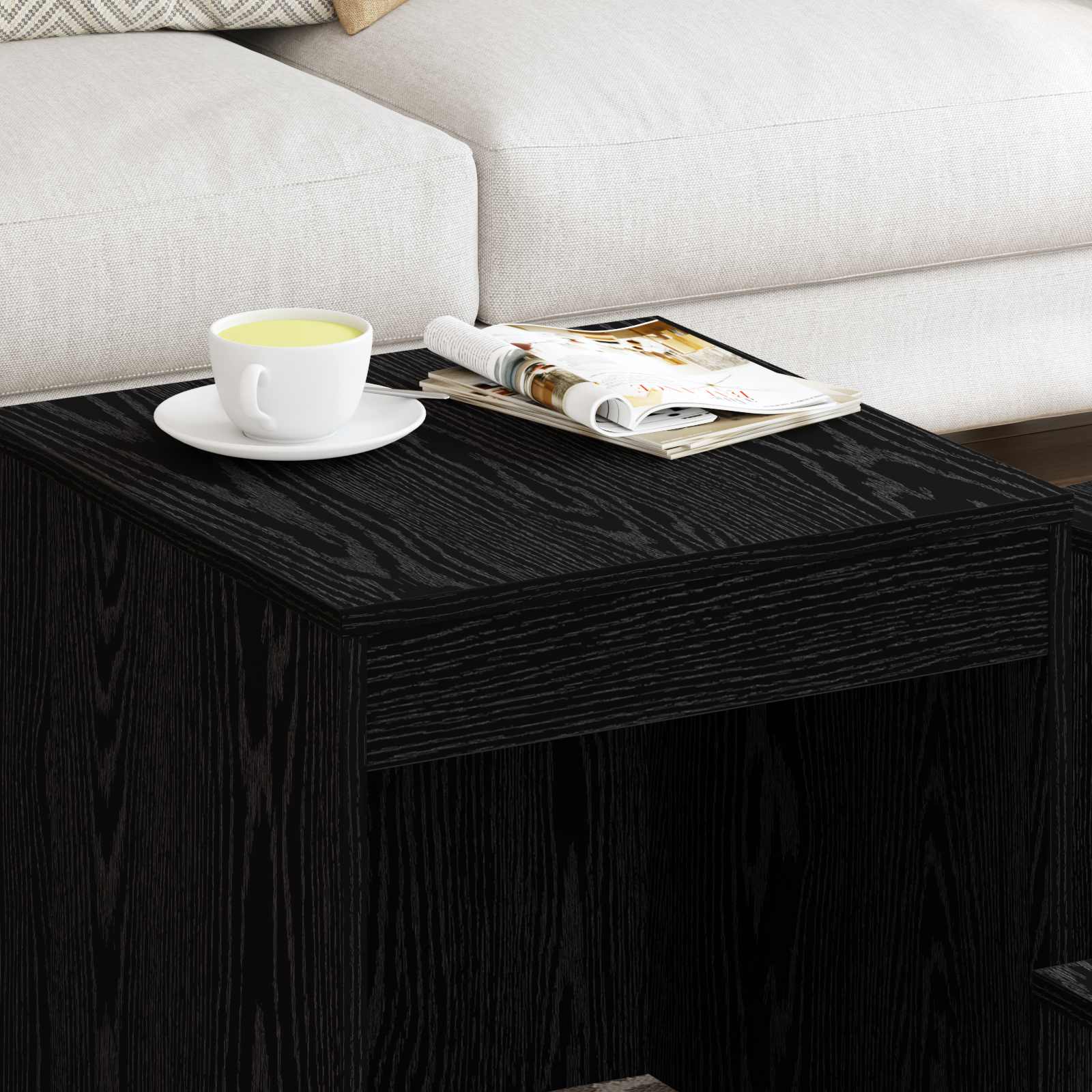vidaXL Stolik kawowy 3 pcs Czarny Dąb Materiał drewnopochodny