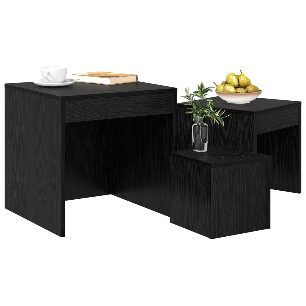 vidaXL Stolik kawowy 3 pcs Czarny Dąb Materiał drewnopochodny