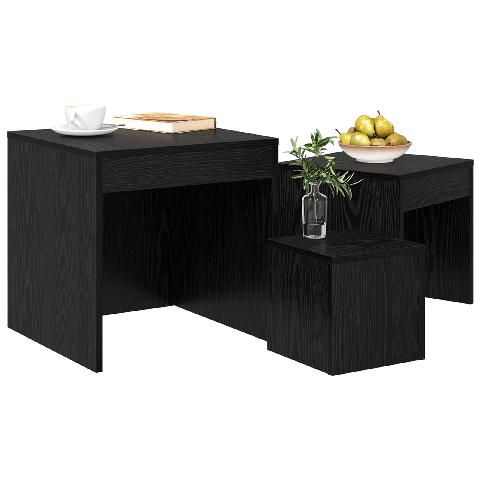 vidaXL Stolik kawowy 3 pcs Czarny Dąb Materiał drewnopochodny