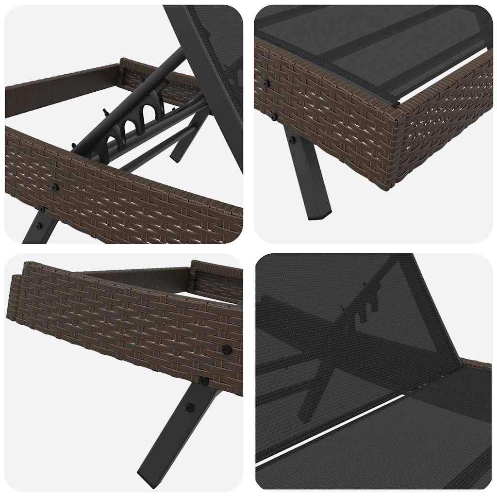 vidaXL Leżak 3 pcs Brązowy 197 x 70 x 82 cm polirattan