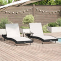 vidaXL Leżak 3 pcs Czarny i Biały 197 x 70 x 82 cm polirattan