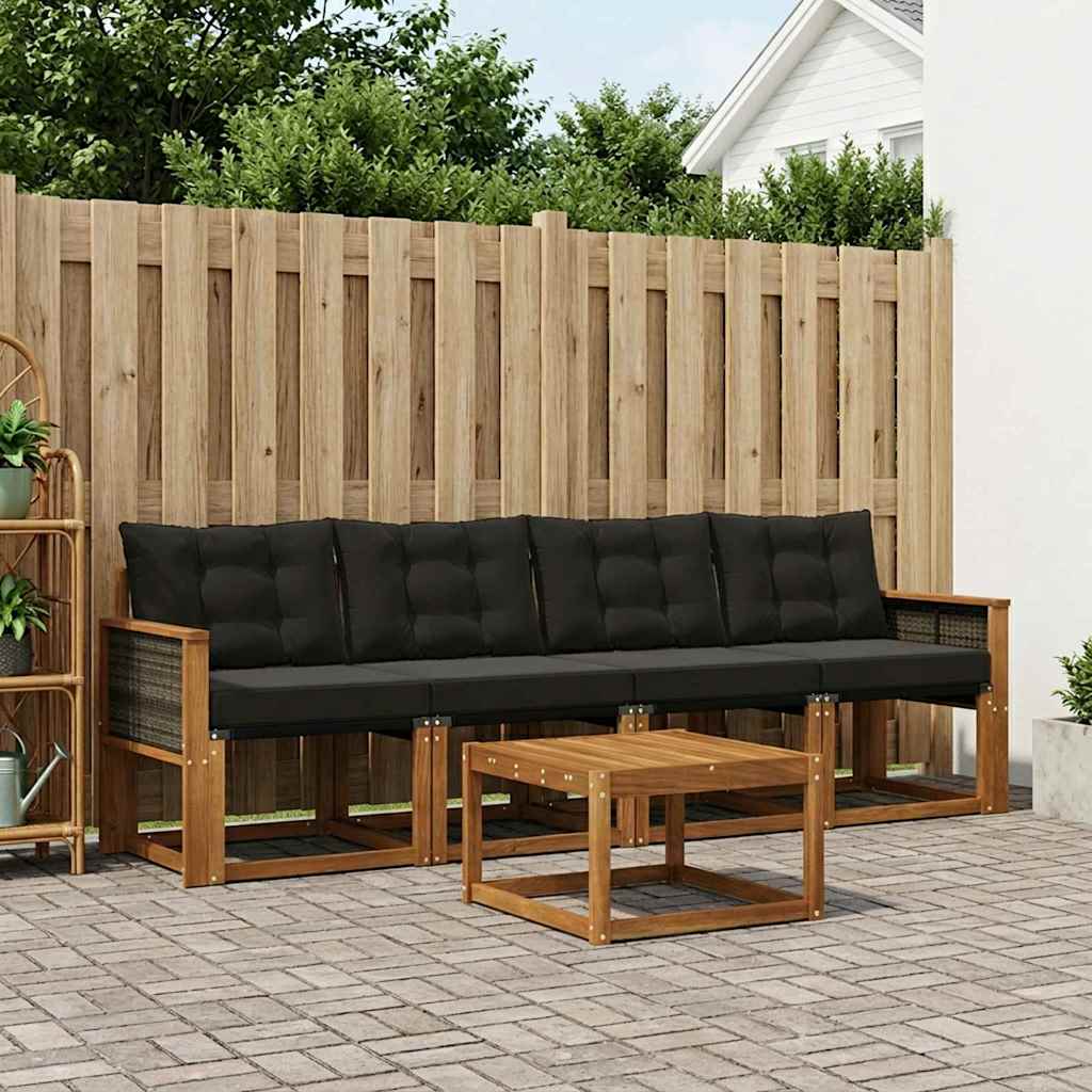 vidaXL Zestaw sof na zewnątrz z poduszką 5 pcs Naturalny i czarny
