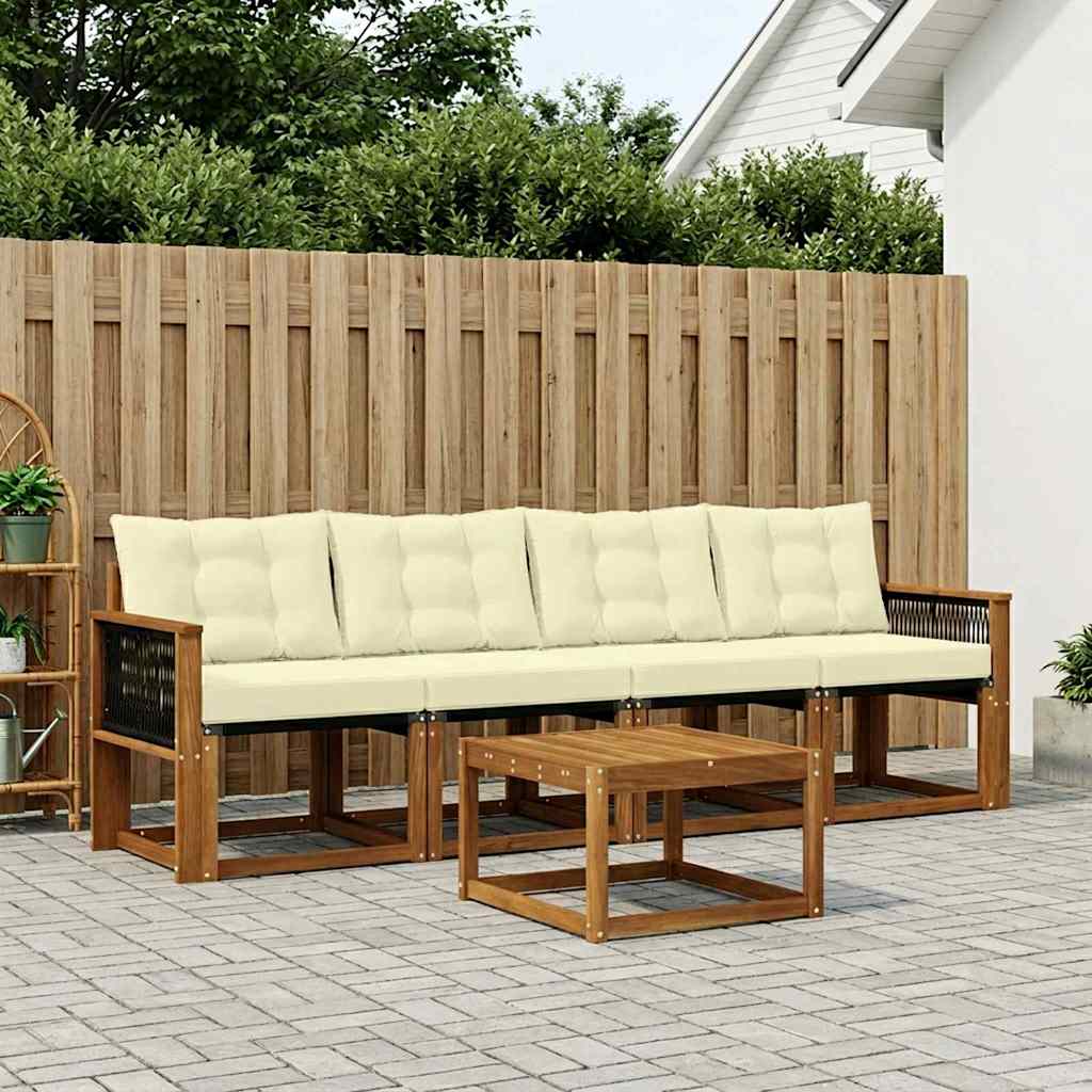 vidaXL Zestaw sof na zewnątrz z poduszką 5 pcs Naturalny i Kremowy