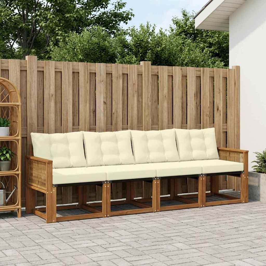 vidaXL Zestaw sof na zewnątrz z poduszką 5 pcs Naturalny i Kremowy
