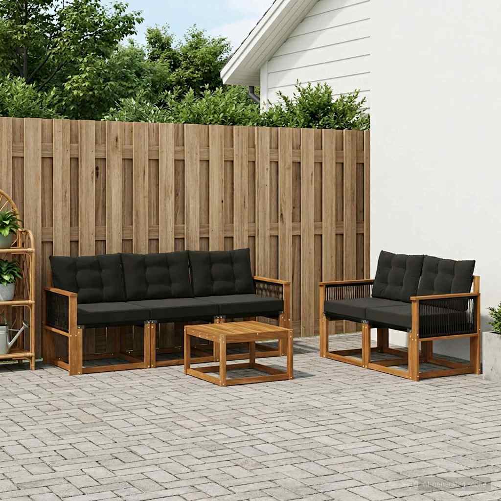 vidaXL Zestaw sof na zewnątrz z poduszką 6 pcs Naturalny i czarny