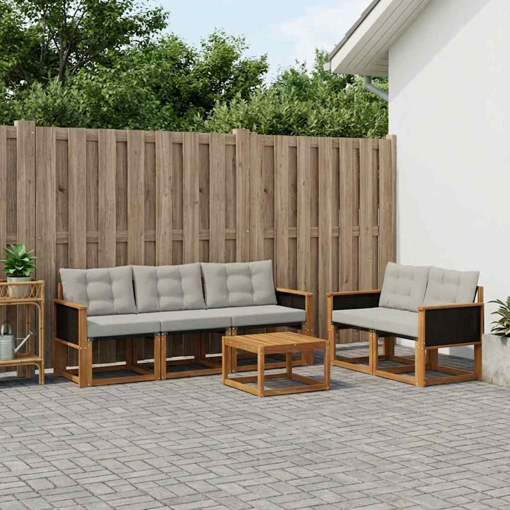 vidaXL Zestaw sof na zewnątrz z poduszką 7 pcs Naturalny i jasnoszary