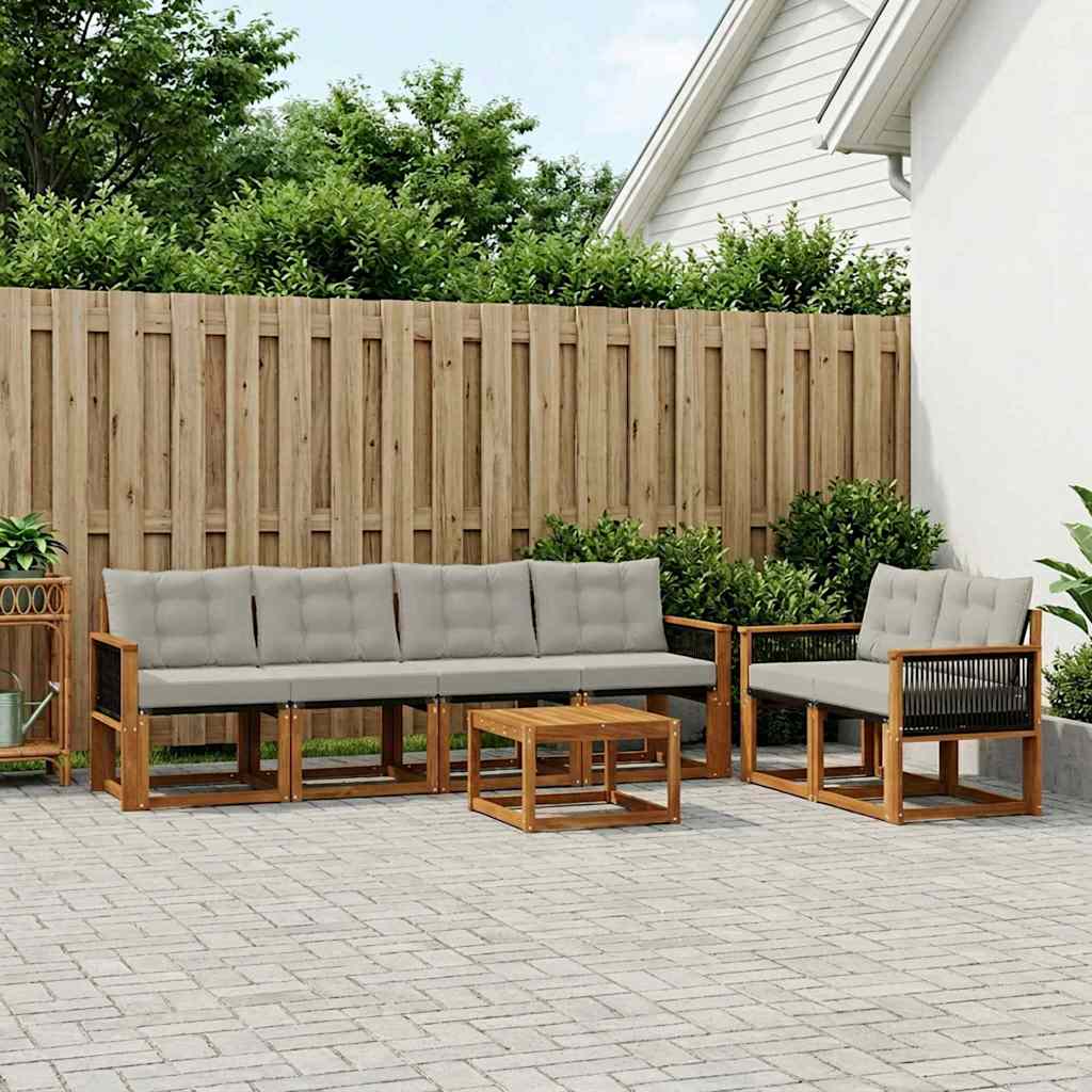 vidaXL Zestaw sof na zewnątrz z poduszką 7 pcs Naturalny i jasnoszary