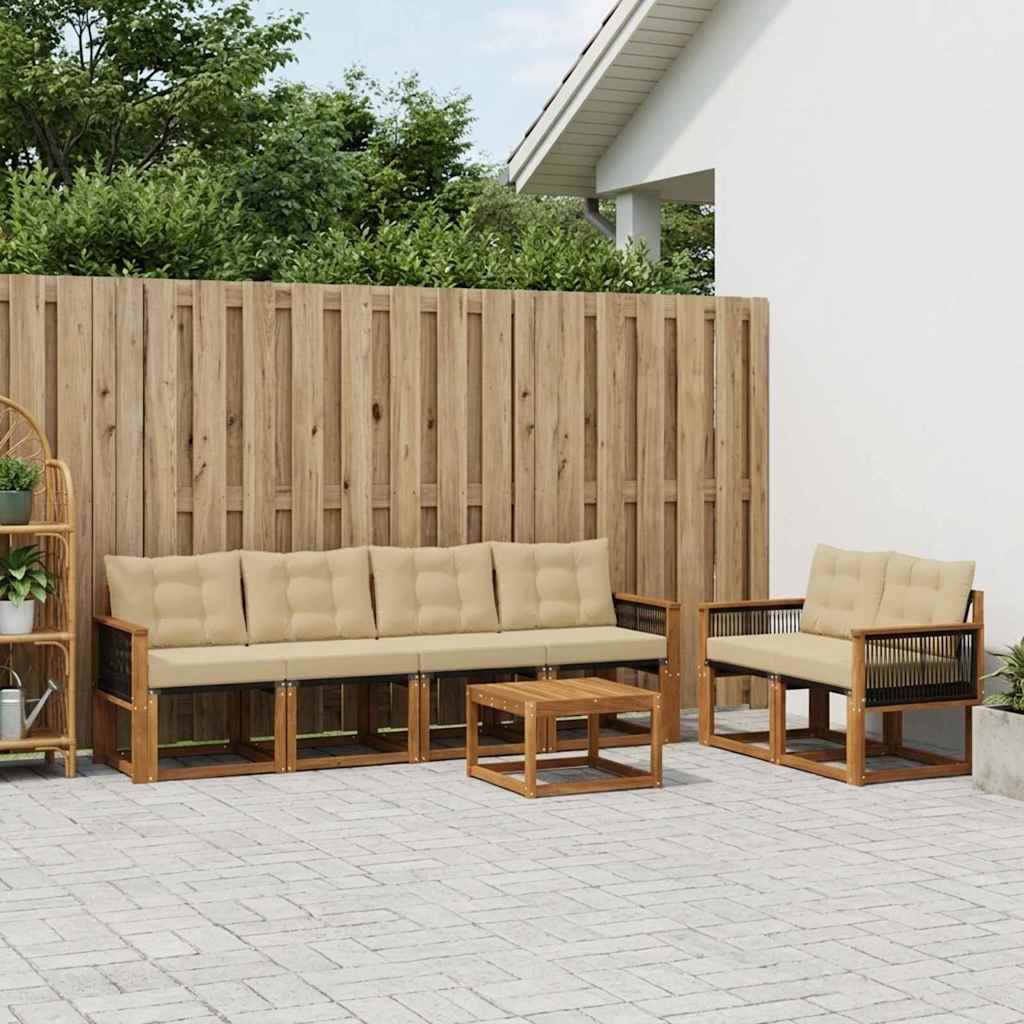 vidaXL Zestaw sof na zewnątrz z poduszką 7 pcs Naturalny i Beżowy