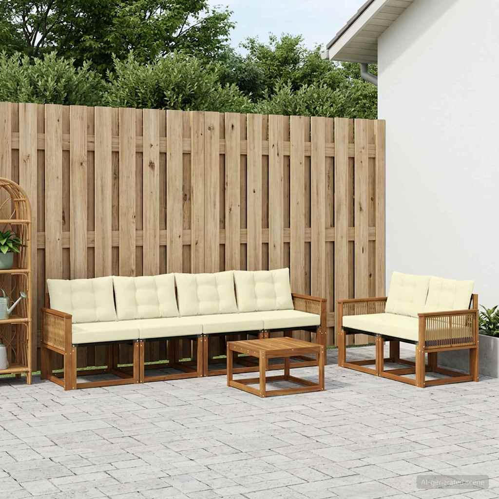 vidaXL Zestaw sof na zewnątrz z poduszką 7 pcs Naturalny i Kremowy