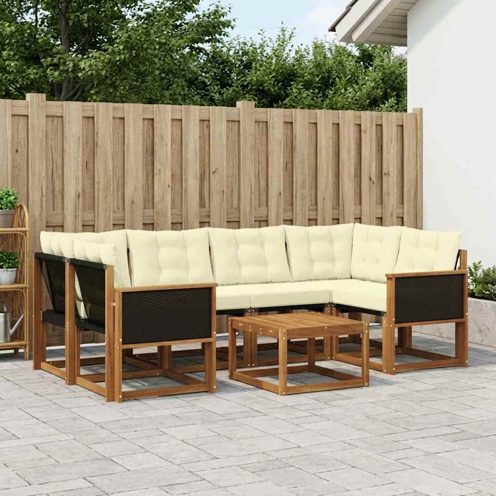vidaXL Zestaw sof na zewnątrz z poduszką 7 pcs Naturalny i Kremowy