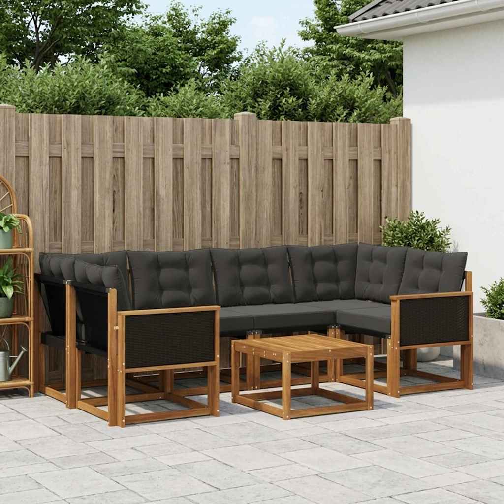 vidaXL Zestaw sof na zewnątrz z poduszką 7 pcs Naturalny i czarny