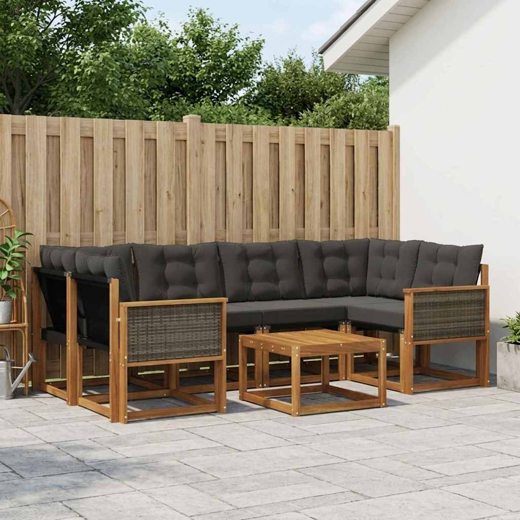 vidaXL Zestaw sof na zewnątrz z poduszką 7 pcs Naturalny i czarny