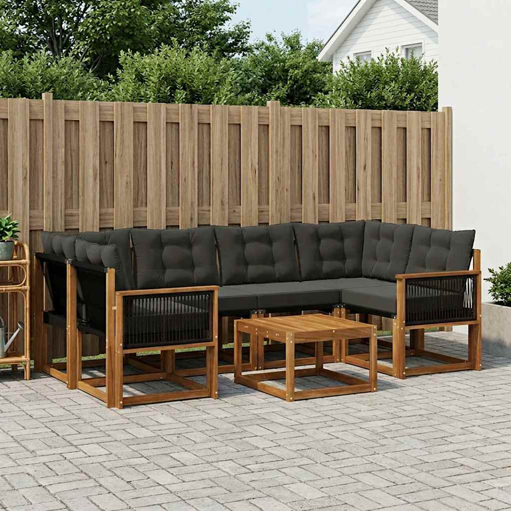 vidaXL Zestaw sof na zewnątrz z poduszką 7 pcs Naturalny i czarny