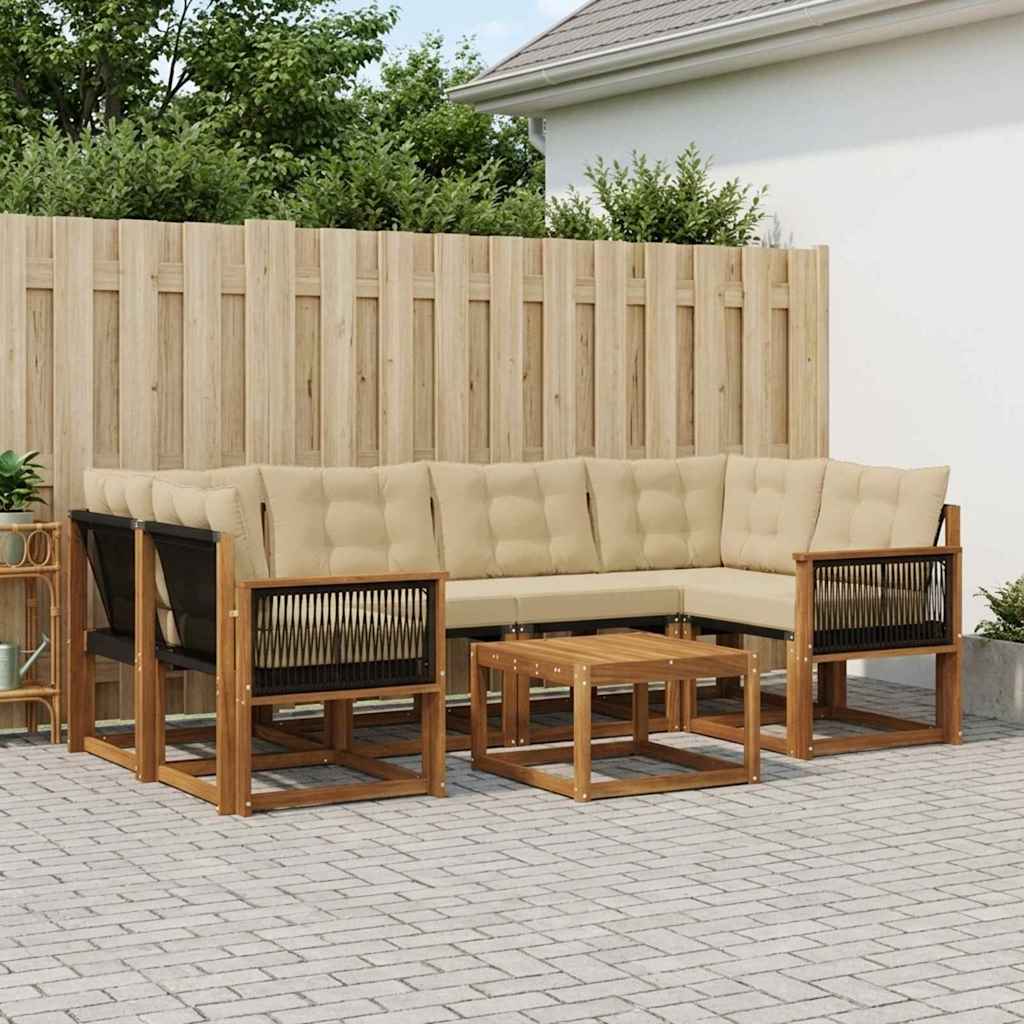 vidaXL Zestaw sof na zewnątrz z poduszką 7 pcs Naturalny i Beżowy