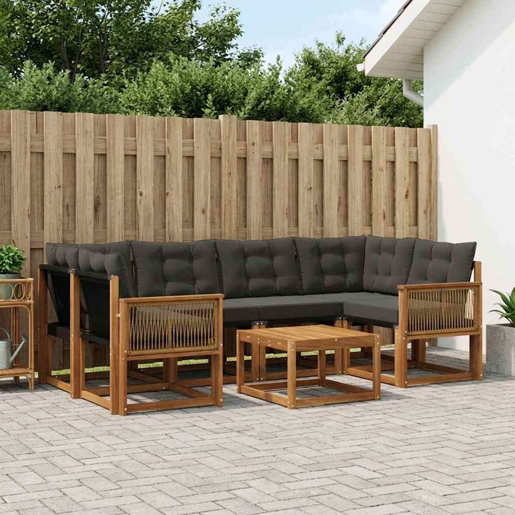 vidaXL Zestaw sof na zewnątrz z poduszką 7 pcs Naturalny i czarny