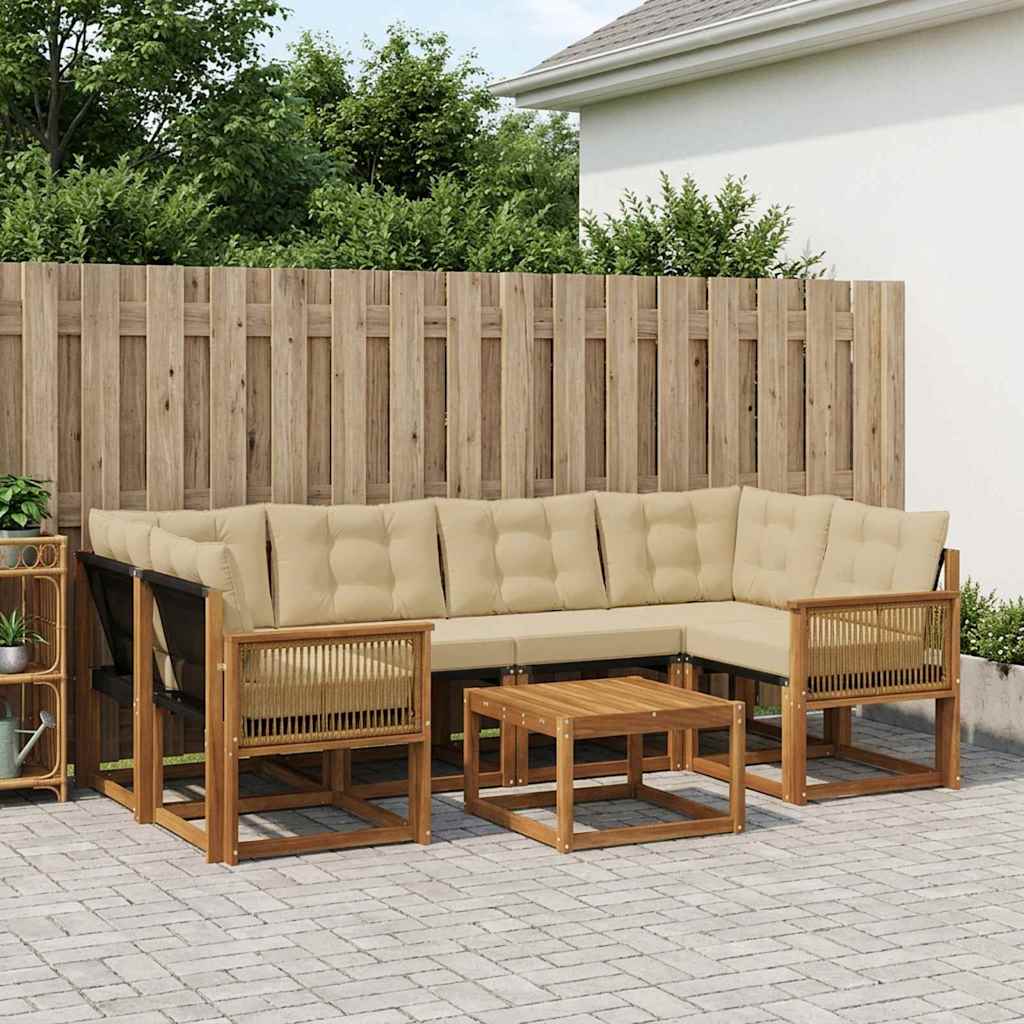 vidaXL Zestaw sof na zewnątrz z poduszką 7 pcs Naturalny i Beżowy