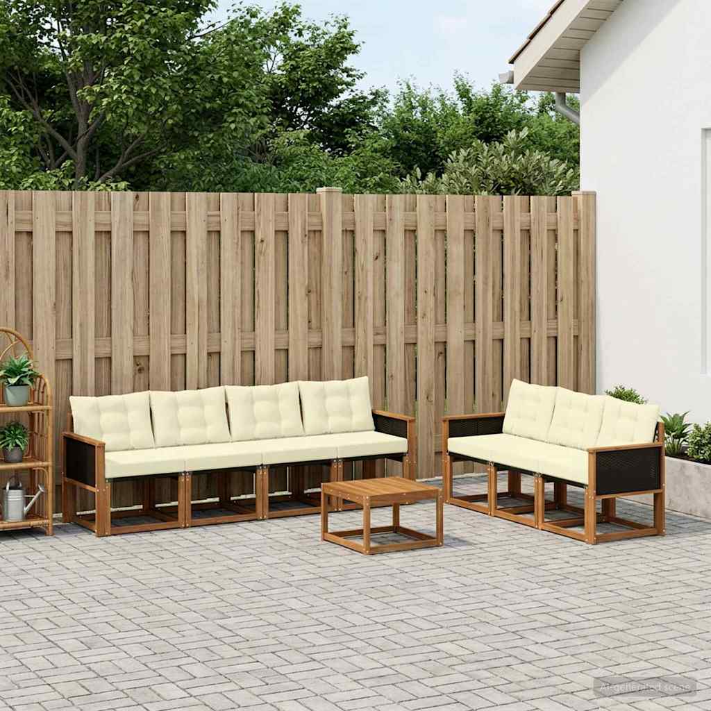 vidaXL Zestaw sof na zewnątrz z poduszką 8 pcs Naturalny i Kremowy