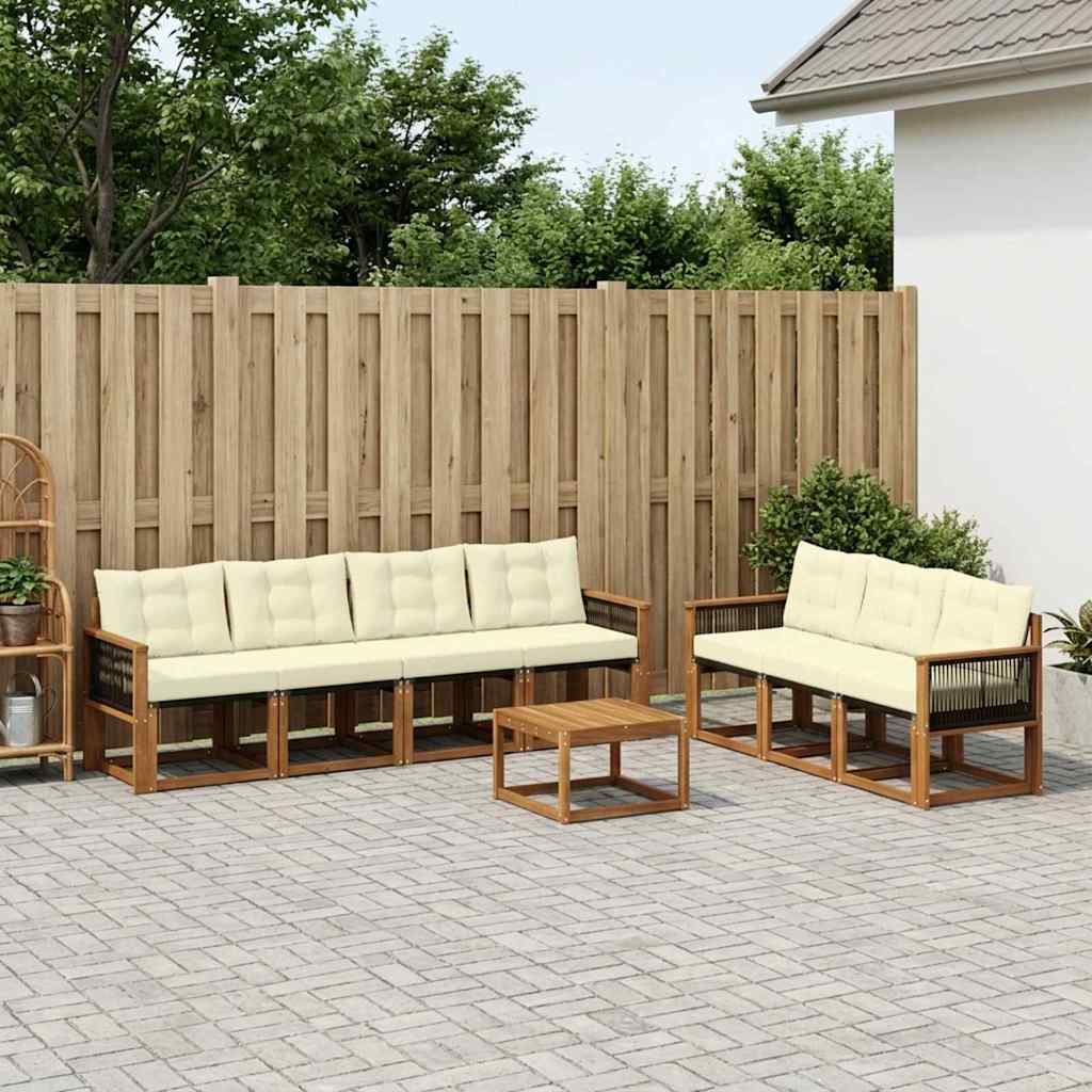 vidaXL Zestaw sof na zewnątrz z poduszką 8 pcs Naturalny i Kremowy