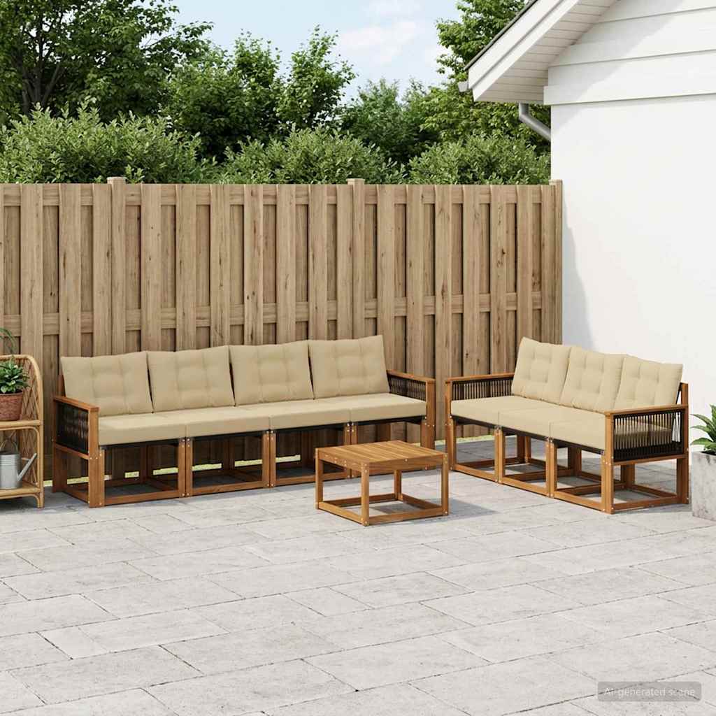 vidaXL Zestaw sof na zewnątrz z poduszką 8 pcs Naturalny i Beżowy