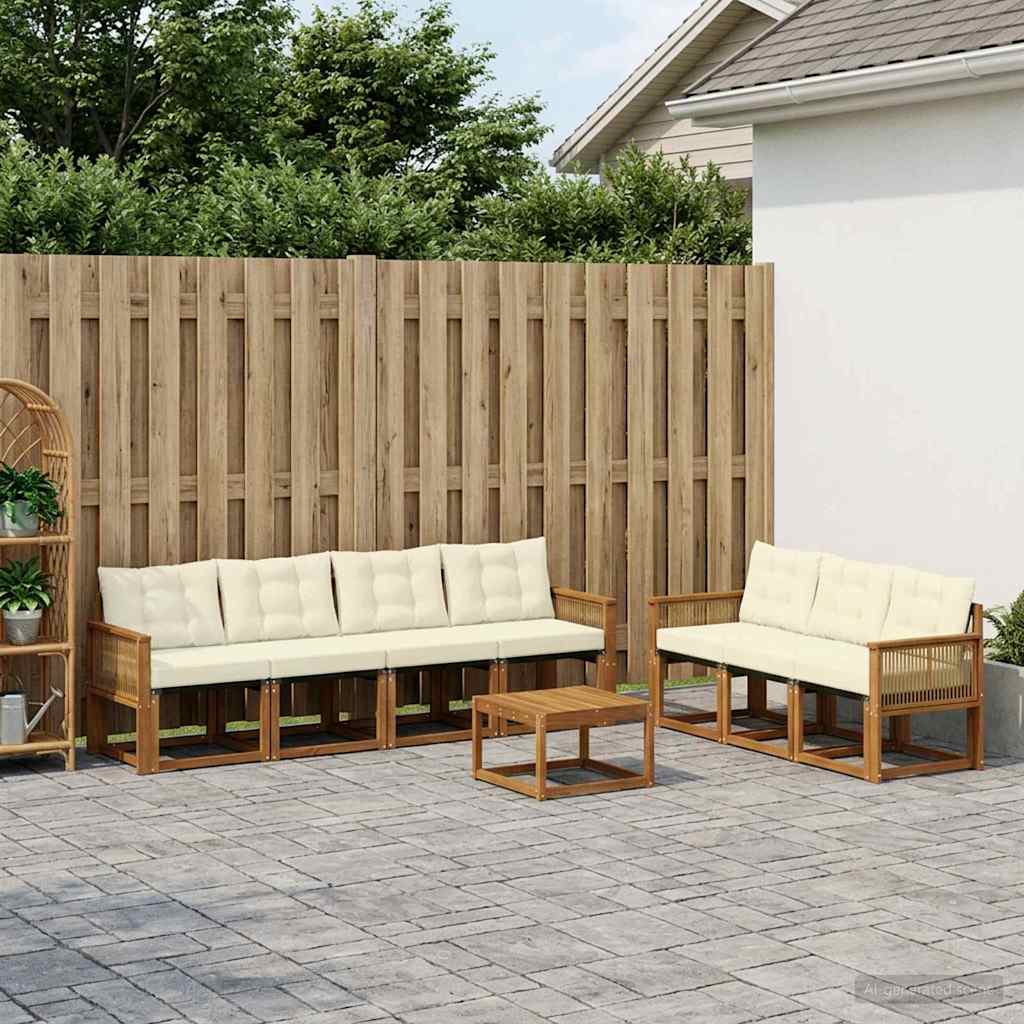vidaXL Zestaw sof na zewnątrz z poduszką 8 pcs Naturalny i Kremowy