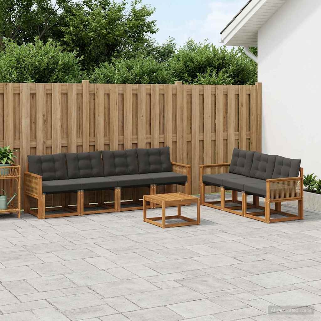 vidaXL Zestaw sof na zewnątrz z poduszką 8 pcs Naturalny i czarny