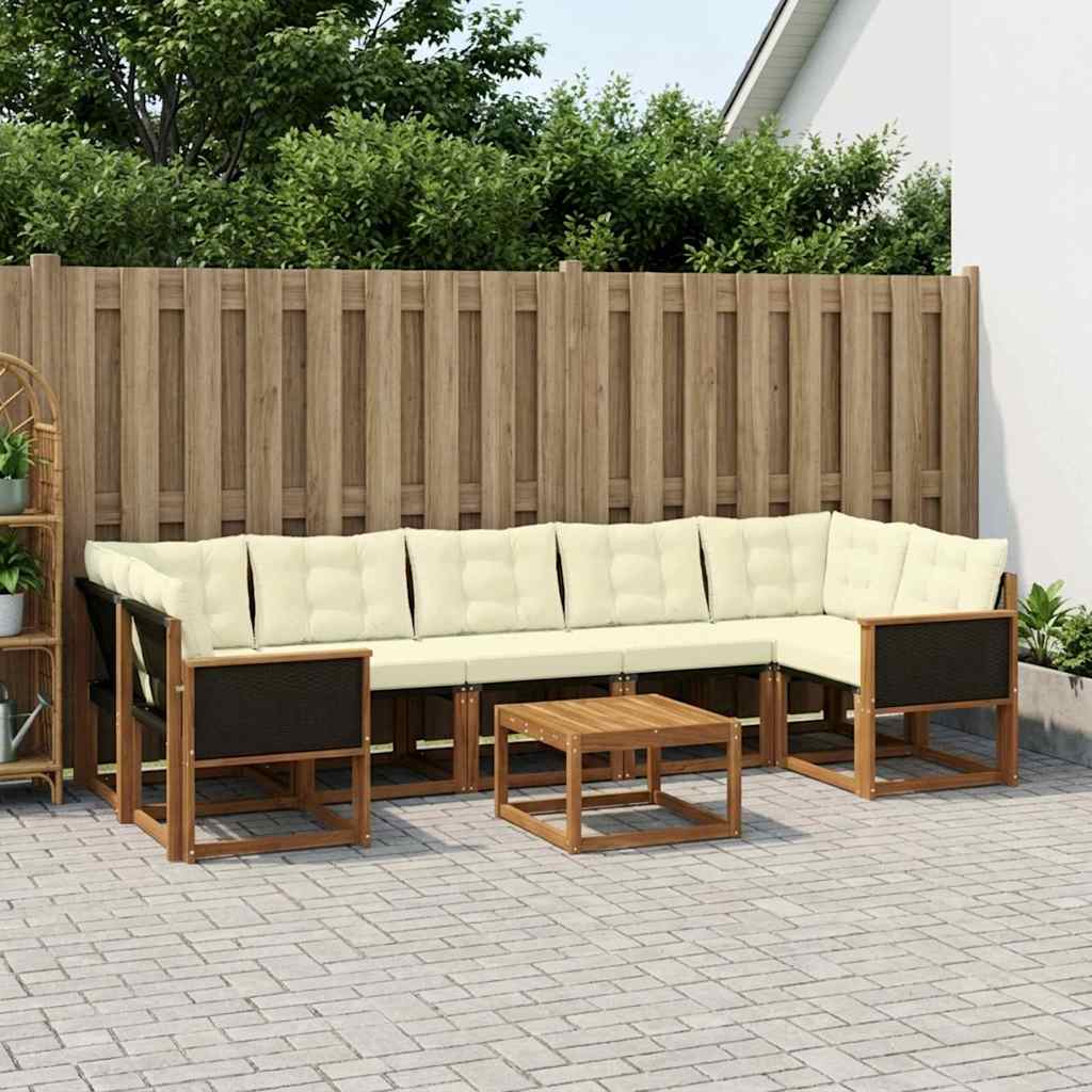 vidaXL Zestaw sof na zewnątrz z poduszką 8 pcs Naturalny i Kremowy