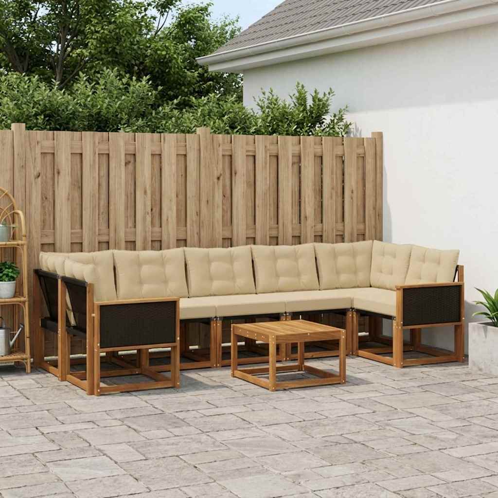 vidaXL Zestaw sof na zewnątrz z poduszką 8 pcs Naturalny i Beżowy