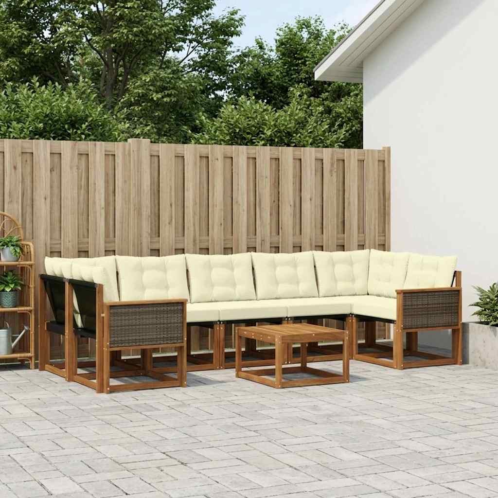 vidaXL Zestaw sof na zewnątrz z poduszką 8 pcs Naturalny i Kremowy