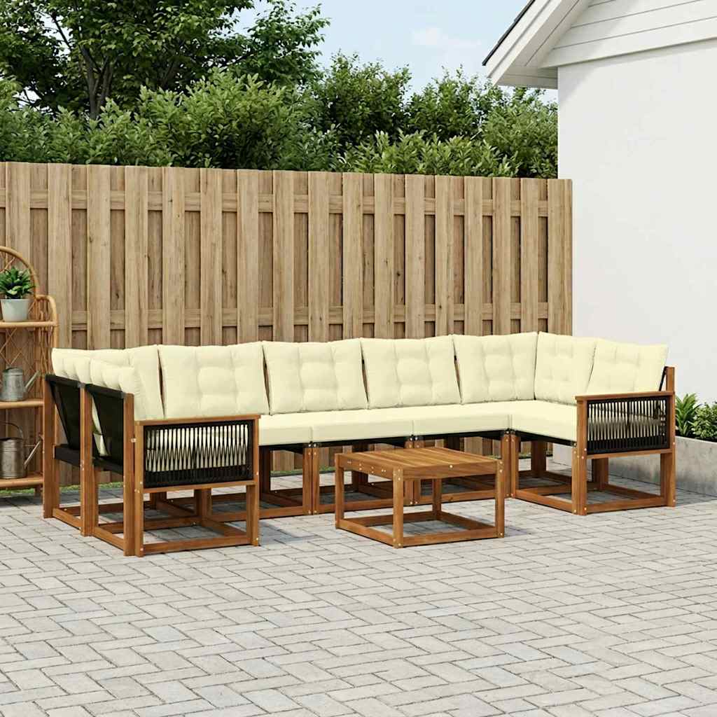 vidaXL Zestaw sof na zewnątrz z poduszką 8 pcs Naturalny i Kremowy