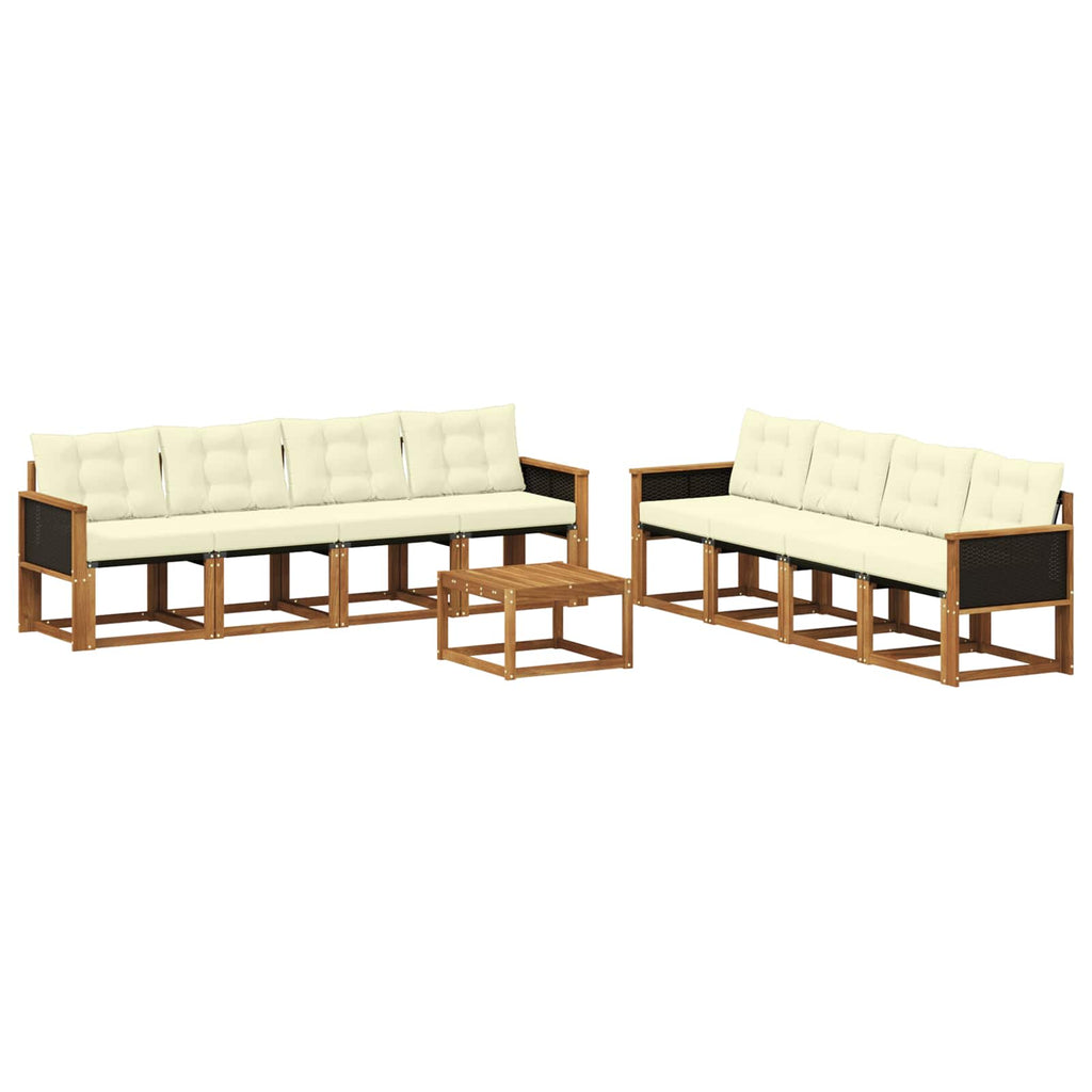 vidaXL Zestaw sof na zewnątrz z poduszką 9 pcs Naturalny i Kremowy