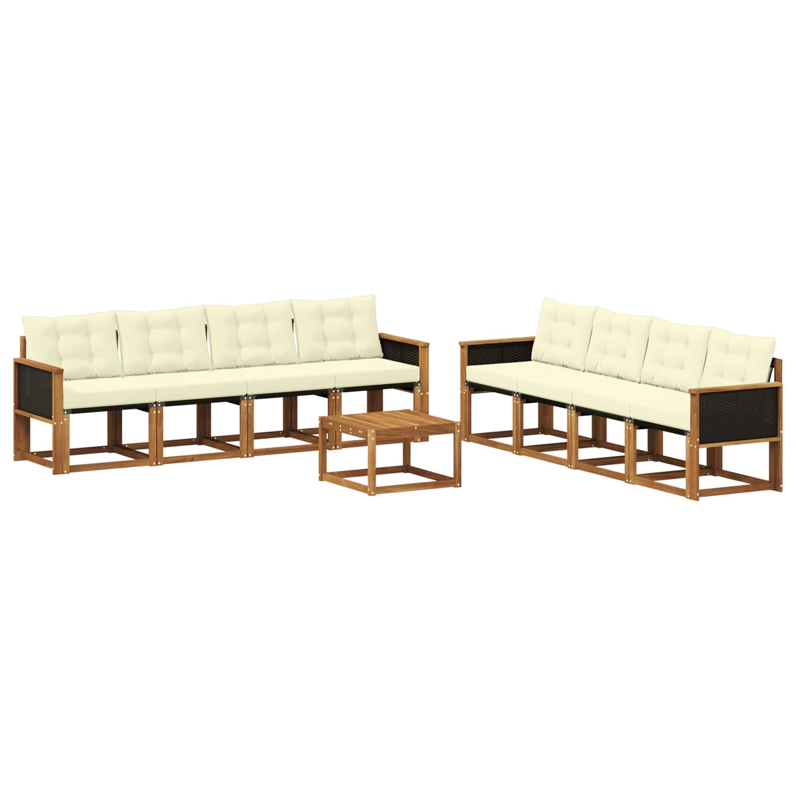 vidaXL Zestaw sof na zewnątrz z poduszką 9 pcs Naturalny i Kremowy