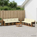 vidaXL Zestaw sof na zewnątrz z poduszką 9 pcs Naturalny i Kremowy