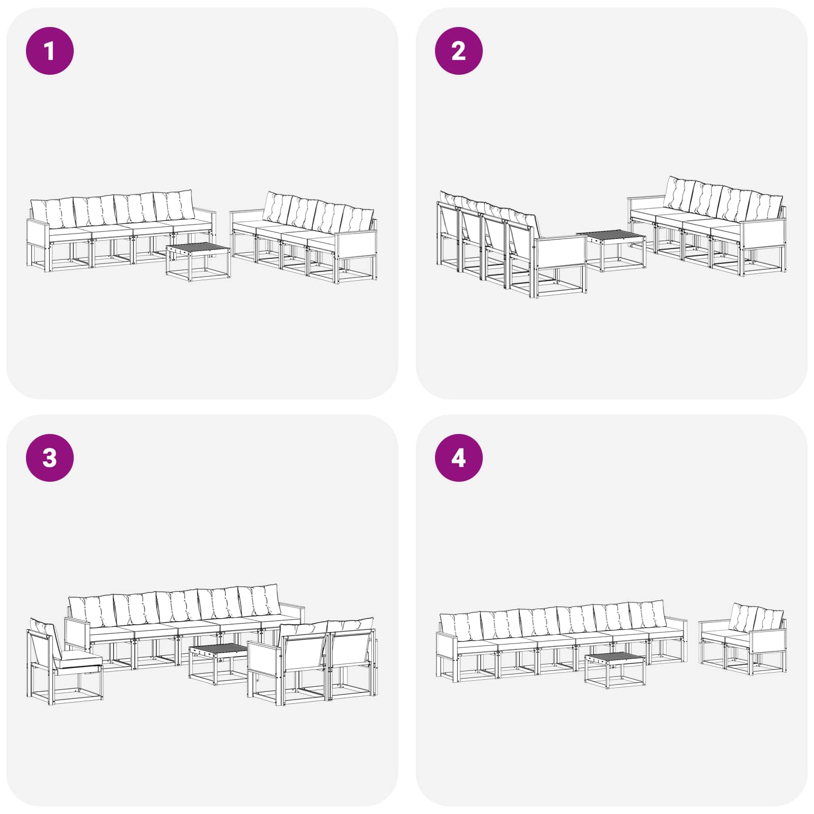 vidaXL Zestaw sof na zewnątrz z poduszką 9 pcs Naturalny i Kremowy