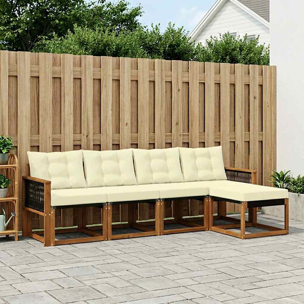 vidaXL Zestaw sof na zewnątrz z poduszką 5 pcs Naturalny i Kremowy
