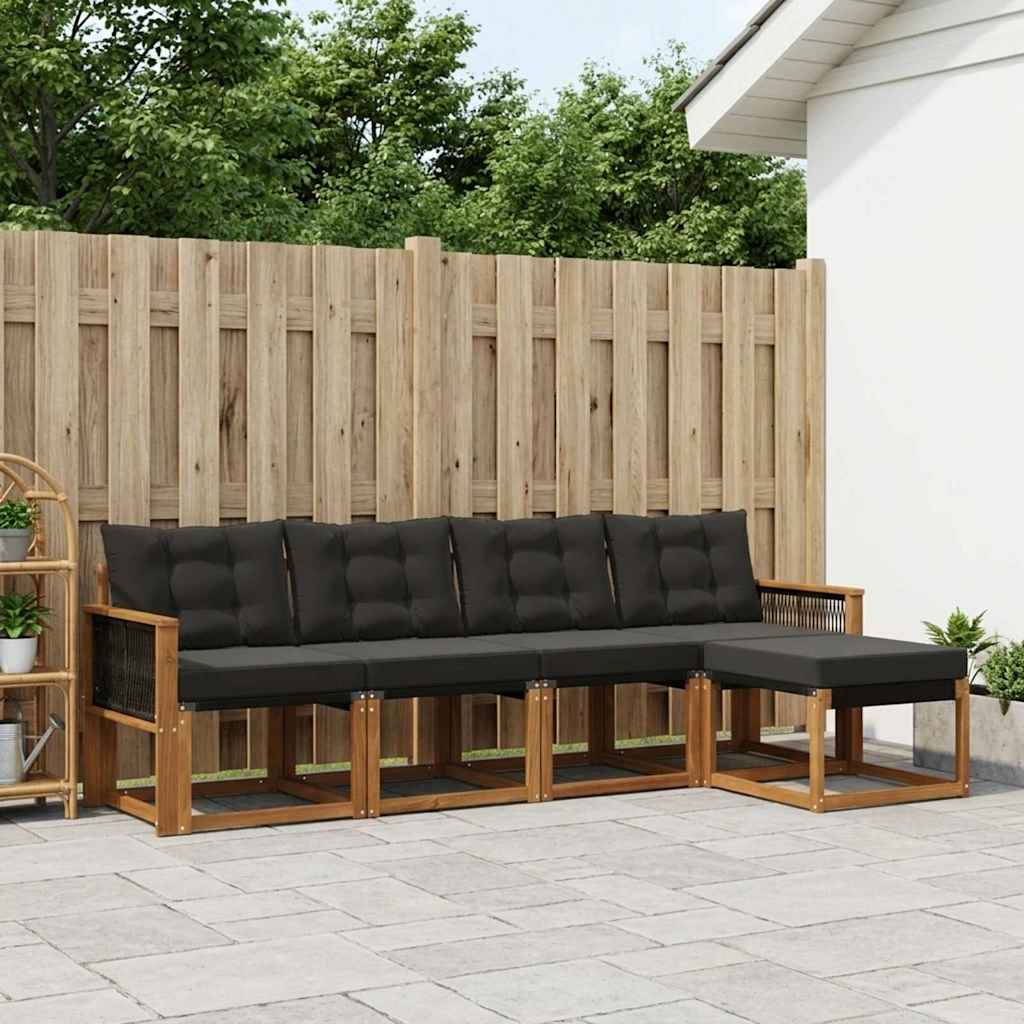 vidaXL Zestaw sof na zewnątrz z poduszką 5 pcs Naturalny i czarny