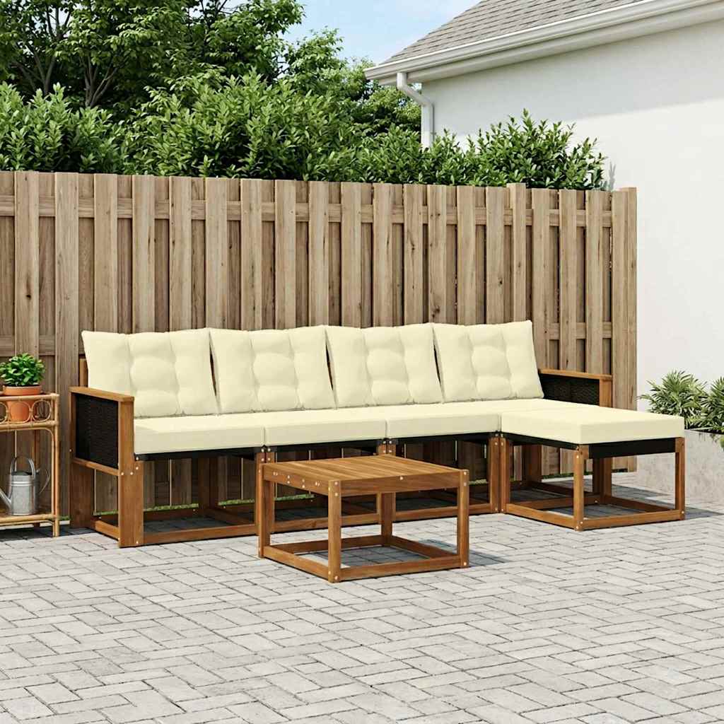 vidaXL Zestaw sof na zewnątrz z poduszką 6 pcs Naturalny i Kremowy