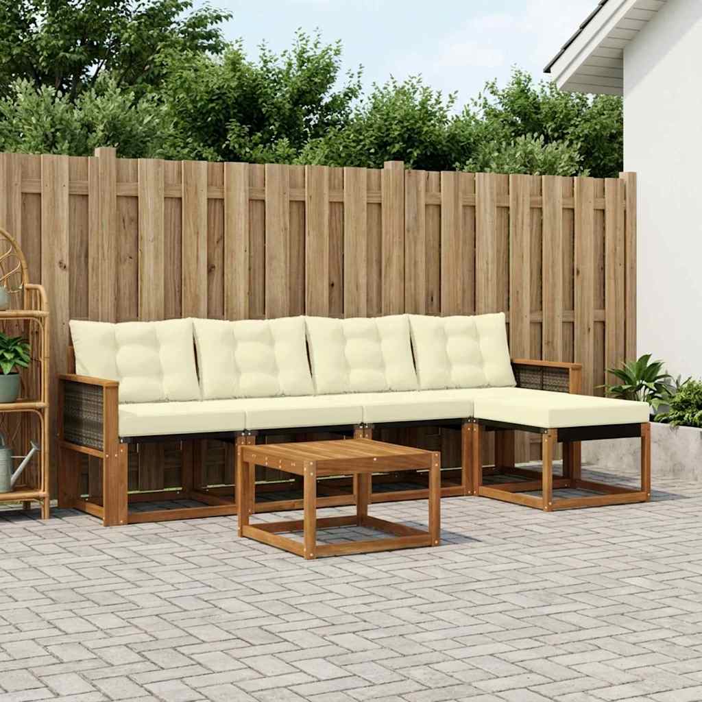 vidaXL Zestaw sof na zewnątrz z poduszką 6 pcs Naturalny i Kremowy