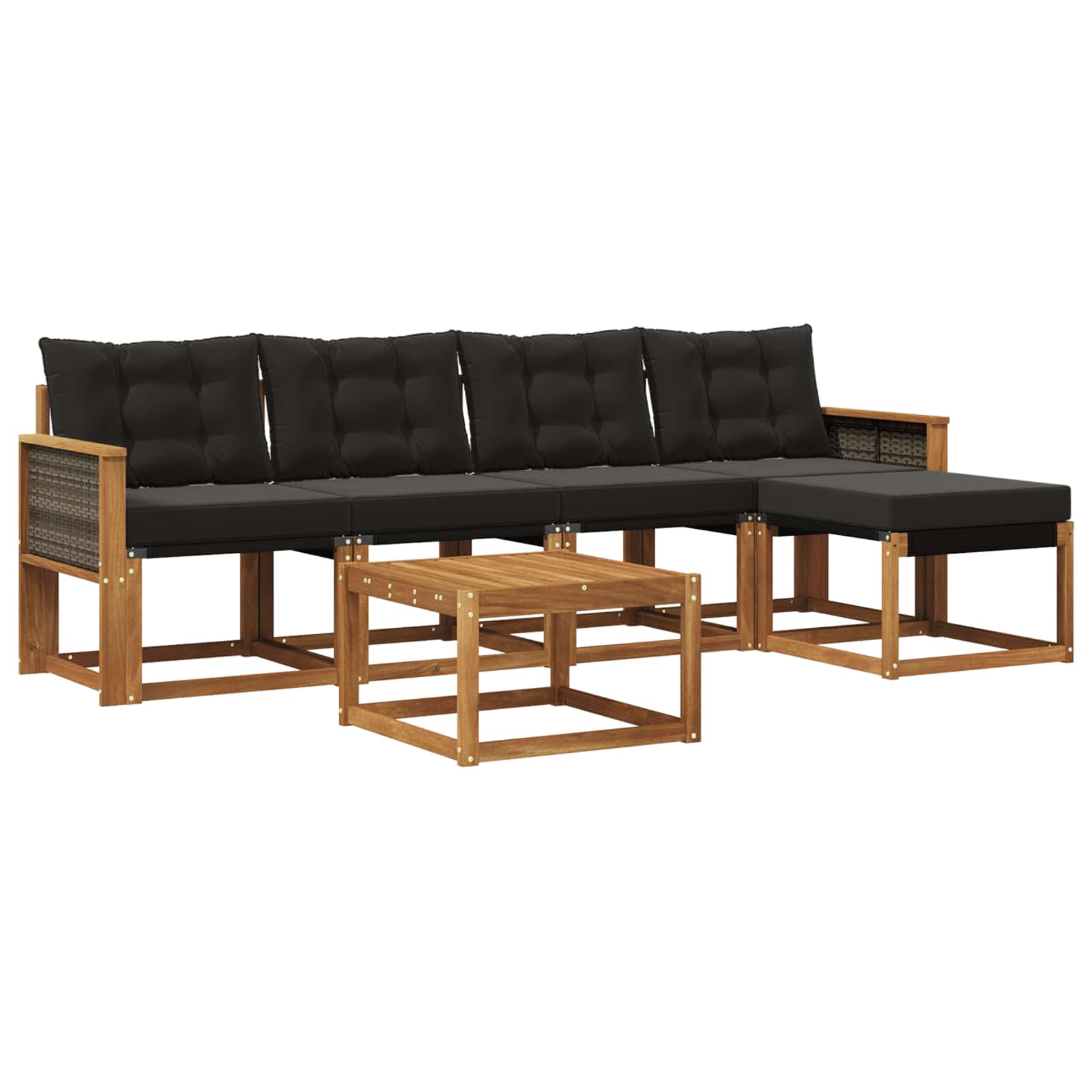 vidaXL Zestaw sof na zewnątrz z poduszką 6 pcs Naturalny i czarny